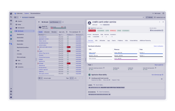 Infrastructure observability screen