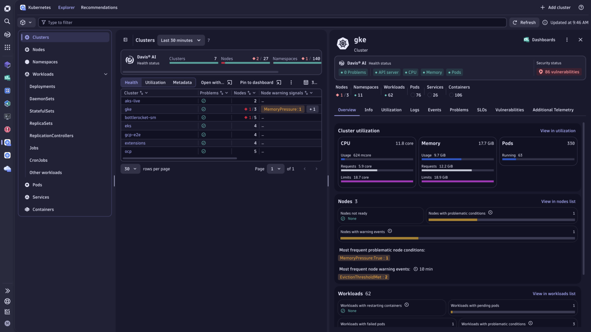 Screenshot of Kubernetes Security Posture Management