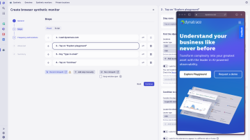 Screenshot: Simulate business-critical customer journeys