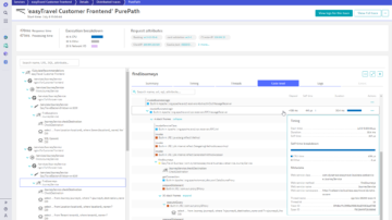 Captura de pantalla de la base de datos a nivel de código de PurePath en Dynatrace