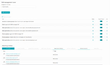 Edit management zones in Dynatrace settings screenshot