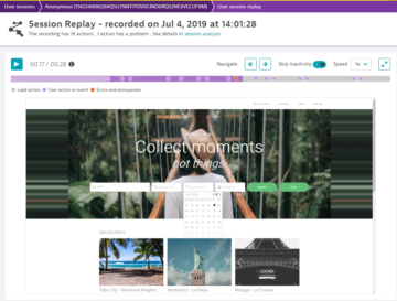 Session Replay recording of user experience in Dynatrace screenshot